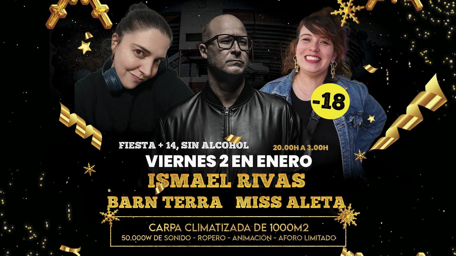 Imagen del evento Fiesta DJ Juvenil – Sin Alcohol -18 años con los DJ´s BARN TERRA, MISSALETA y ISMAEL RIVAS - Eventos navideños en Colmenar Viejo