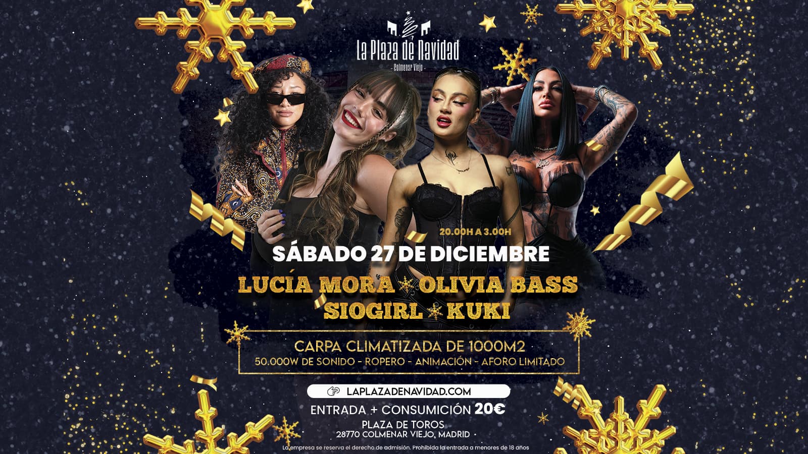Imagen del evento Fiesta tarde noche con las DJ´s LUCIA MORA, OLI, SIOGIRL, KUKI - Eventos navideños en Colmenar Viejo