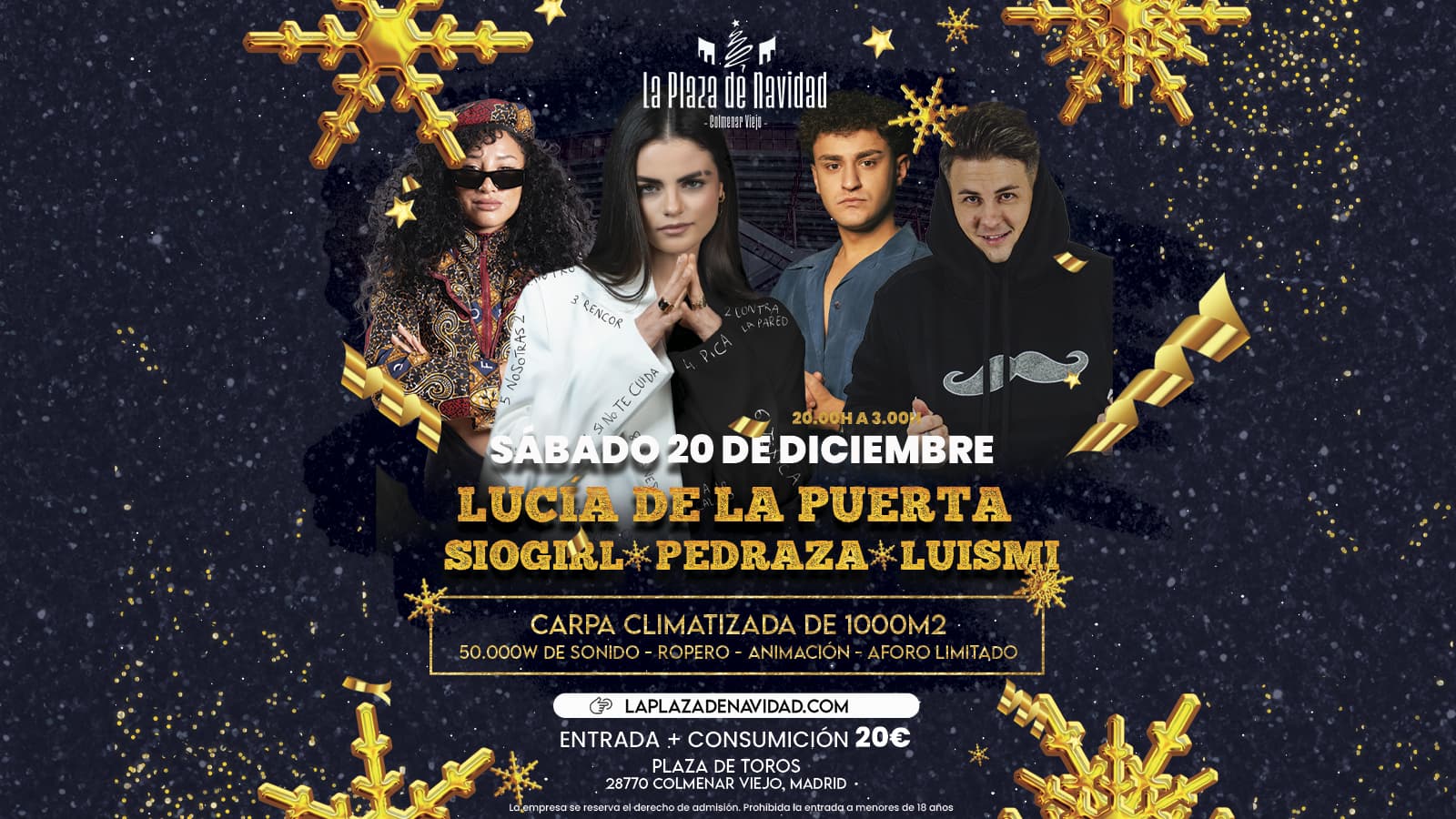 Imagen del evento Fiesta tarde noche con los DJ´s SIOGIRL- LUCIA DE LA PUERTA-PEDRAZA-LUISMI - Eventos navideños en Colmenar Viejo